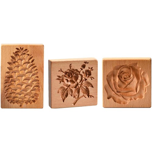 Carved wooden cookie mold - wooden,