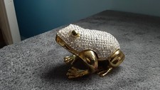 METAL AND SPARKLY GLASS FROG TRINKET BOX