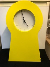 Ikea Yellow Key Hole Shaped Metal Clock Cabinet 1995 good condition