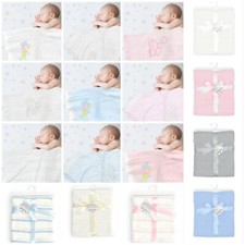 Baby Newborn Soft Snuggle Blankets Pram Crib Moses Swaddle Embroidered Shawl