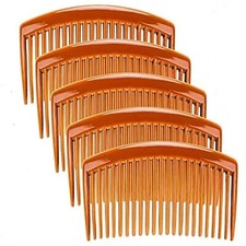 Pack of 4/2 Tort Brown Plain Side Hair Combs 7.5cm Slides Grips Hair Accessories