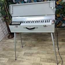 Cleaned J BUSILACCHIO PIANORGAN Vintage Grey Portable Keyboard Organ With Legs
