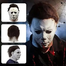 Michael Myers Mask Halloween Cosplay Costume Latex Full Head Killer Scary Prop