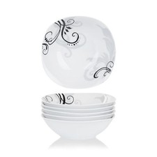 VEWEET ZOEY 6-Piece Cereal Bowls 6.7" White Porcelain Bowls Set Salad Bowl 440ml