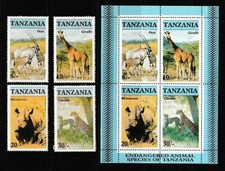Tanzania 1986 Endangered Animals of Tanzania Set and Sheet UM