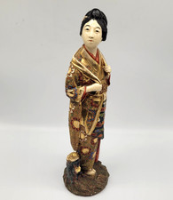 Japanese Meiji Period Kutani Satsuma Porcelain Geishe Oklimono Figure Large 36cm
