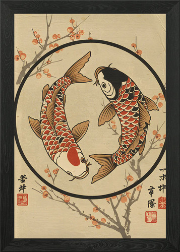 Japanese koi fish art print - koi,