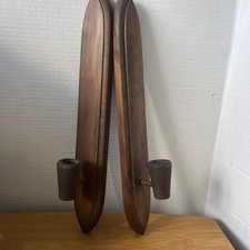 2 Wooden Candle Wall Sconces