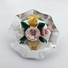 Beautiful Reverse Carved Lucite Brooch Floral Design