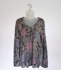 White Stuff Top Size 10 Ladies Grey Floral Star Embroidered Long Sleeve Jersey