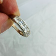 Sparkly ring size L stamped 925 silver 5 inlaid crystal glass stones