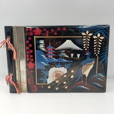 Japanese Lacquered Hand Painted Peacock Musical Box Photo Album Paradise Sankyo