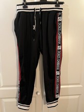 Dolce & Gabbana D&G Black Sweatpants With Red And White Stripes 2xl