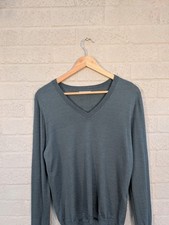 Nicole Farhi UK 10 Green Blue Wool Silk Cashmere Blend Lightweight Knitted Top