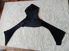 Gothic Halloween Crop Black Velvet Hood Shrug Bell Flare Sleeve Bolero Cardigan