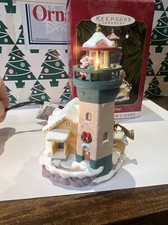Lighthouse Greetings 3 Magic Light Christmas Hallmark Keepsake Ornament NIB.