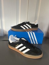 Adidas Gazelle Indoor Black White Gum Sole Mens Trainers Size Uk 8 Brand New