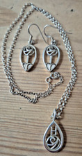 Sterling Silver Rennie Mackintosh Style Necklace And Earrings 