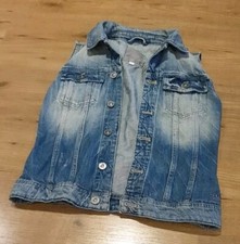 .G-Star 'SLIM TAILOR JKT S/LESS WMN' Medium Aged Destroy Denim Vest Gilet Size S