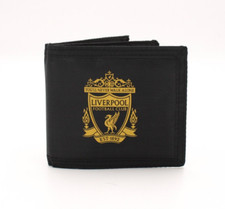 Liverpool FC Official Canvas Crest Wallet Black & Gold LFC Gift