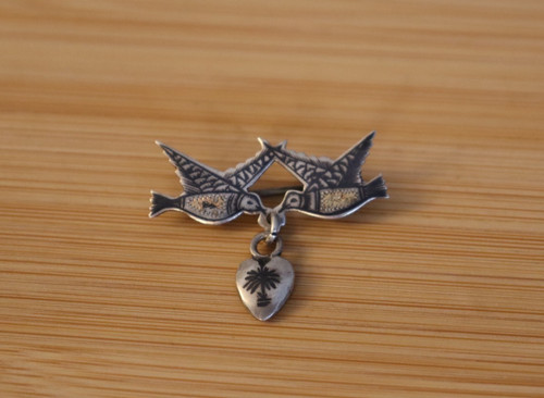 Antique silver double swallow - antique,