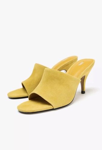 Zara leather heeled mules - leather, size
