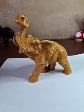 Vintage heavy Ivory Effect Resin Elephant Collectible Figurine  6"×5"×3" 450g