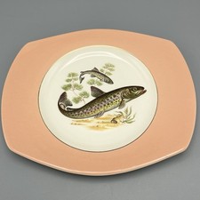 Figgjo Flint Norway Fish no.1 Dinner Plate Peach Rim Rainbow Trout Vintage 1960s