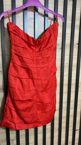 Zara red satin strapless - satin, mini