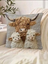 1 X Beautiful Highland Cow Calves Calf Cushion Covers Decorative cushions 