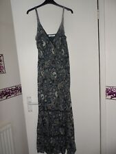 BHS Vanilla Sands Navy Paisley Size 12 Strappy Maxi Dress Beach Summer L 45in.
