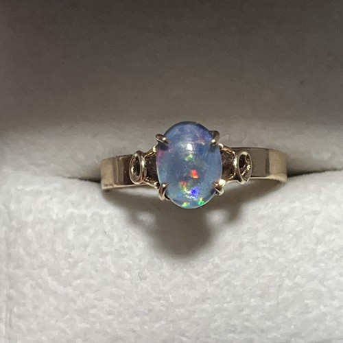 9ct gold black opal - gold, ring