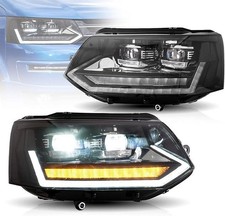 Pair RHD full LED black dynamic Headlights upgrade for VW Transporter T5.1 10-15
