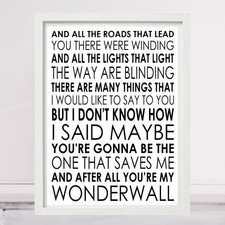 Oasis Wonderwall Lyrics Print