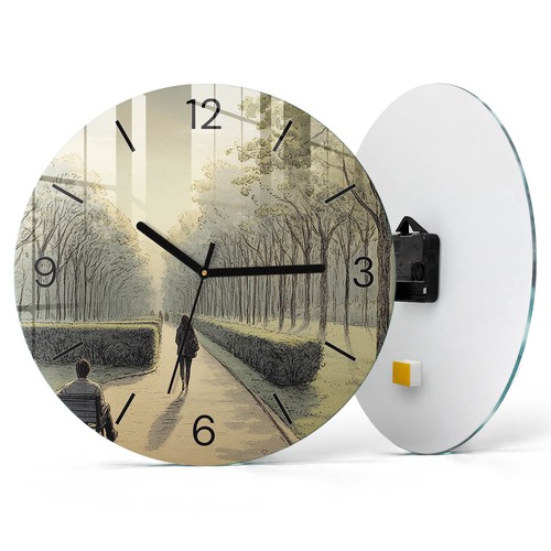 Modern round glass wall - round, clock