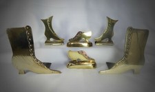 Antique 19th Century English Brass Mantle Boots/Shoes x6