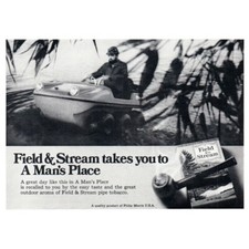 1971 Field & Stream Pipe Tobacco Vintage Print Ad 6x6 Amphibious ATV Wall Art