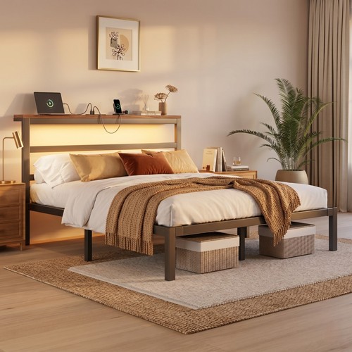 Queen king size metal bed - size,