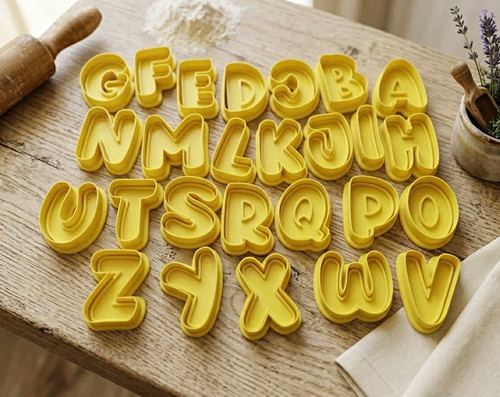 Yellow plastic alphabet - plastic,