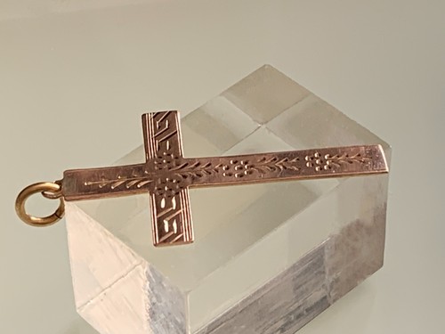 Antique 9ct rose gold cross - antique,