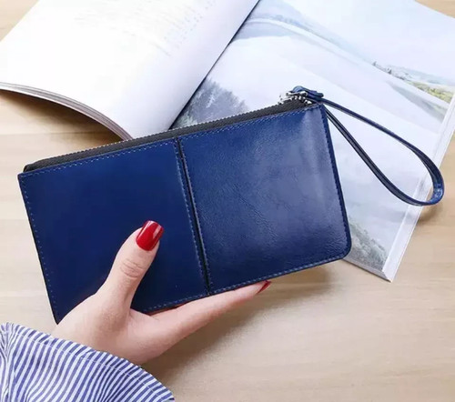Ladies leather wallet - leather, long