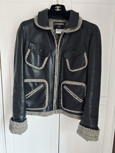 Chanel leather tweed jacket - chanel, &