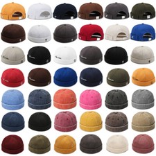 ❀Men Women Solid Color Skullcap Hat Cap Casual Docker Sailor Brimless Hip Hop UK