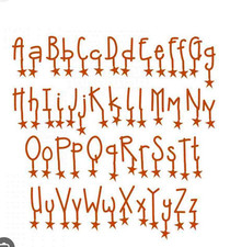 Sizzix Sizzlits Doodle With Dazzle Alphabet Die Set Stars 9 Dies Rare