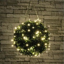 Christmas Lights  warm white WW 50 LED fairy  OUTDOOR TIMER green cable