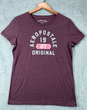 Aeropostale 1987 Size XL T Shirt Dark Red Crew Embroidered Logo Womens Juniors