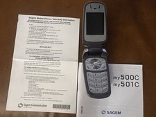 Sagem my500C Flip Mobile Phone with Manuals No Charger Untested Retro Vintage