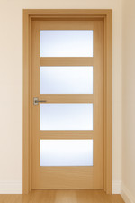 Internal Oak Shaker 4P Standard ,Fire Door, Clear Or Frosted Glazed Unfinished