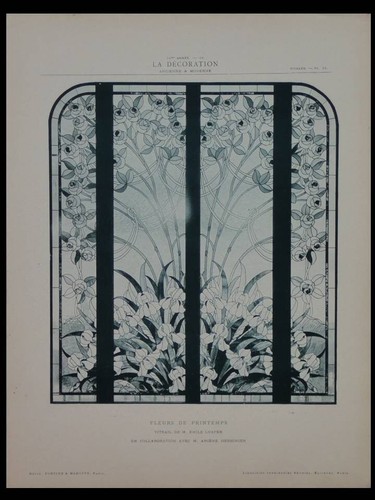 Art nouveau glass flowers - nouveau, glass,