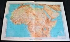 AGOSTINI GEOGRAPHY INSITITUTE ATLAS MAP PAGE PLATE #54 COLONIAL AFRICA 1928